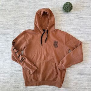 Sullen Art Collective Tattoo Gas Skull Graphic Pullover Hoodie Brown Size M